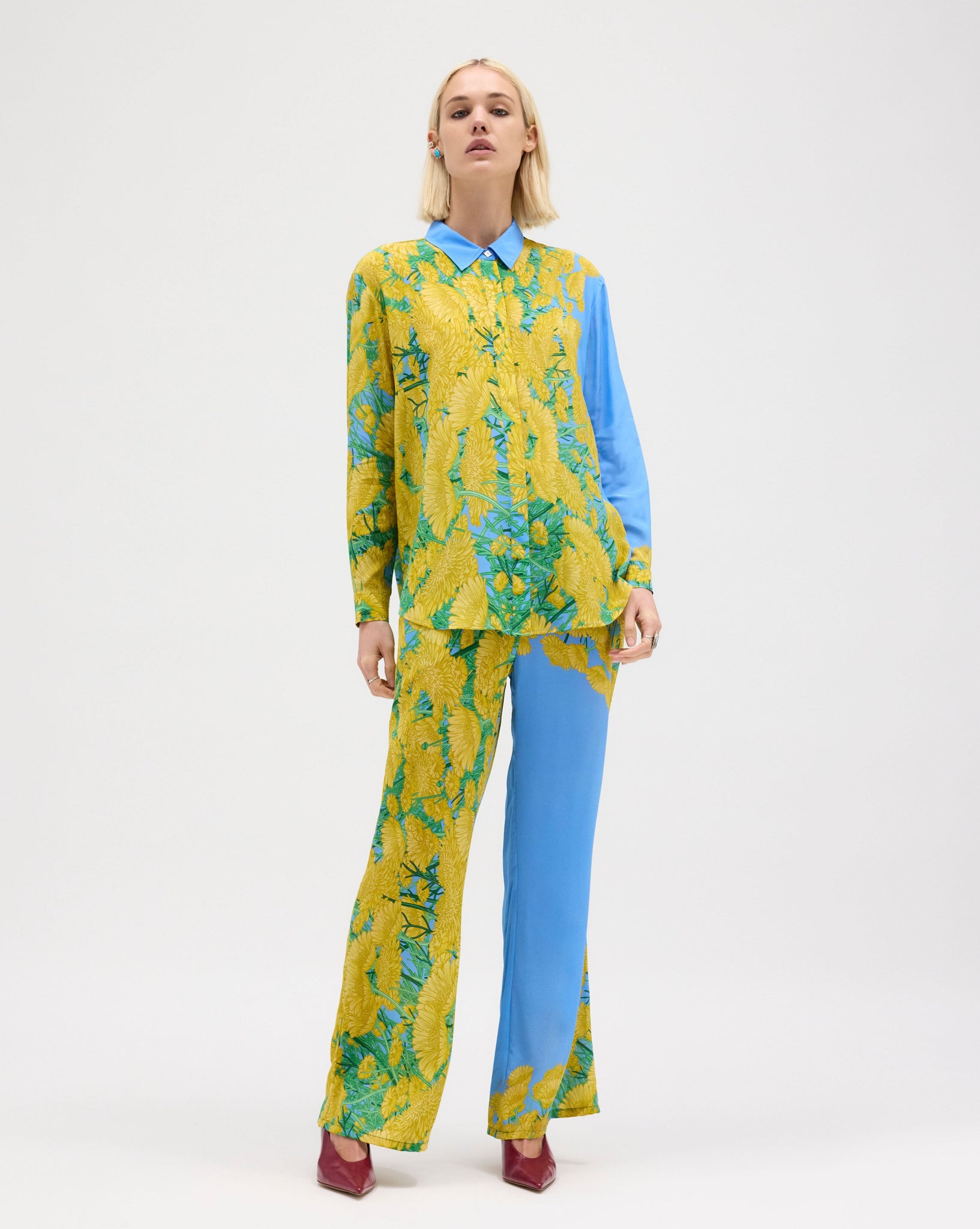 Dandelion Long Sleeve Silk Chiffon Shirt