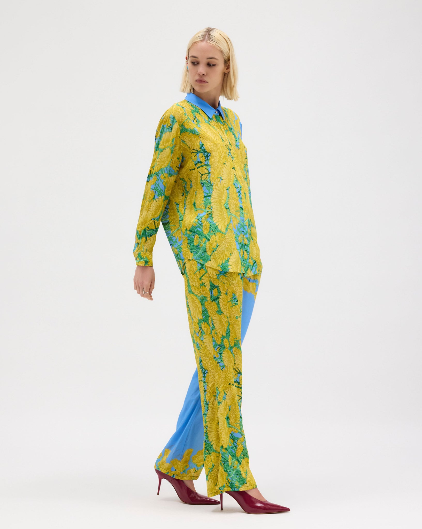 Dandelion Long Sleeve Silk Chiffon Shirt