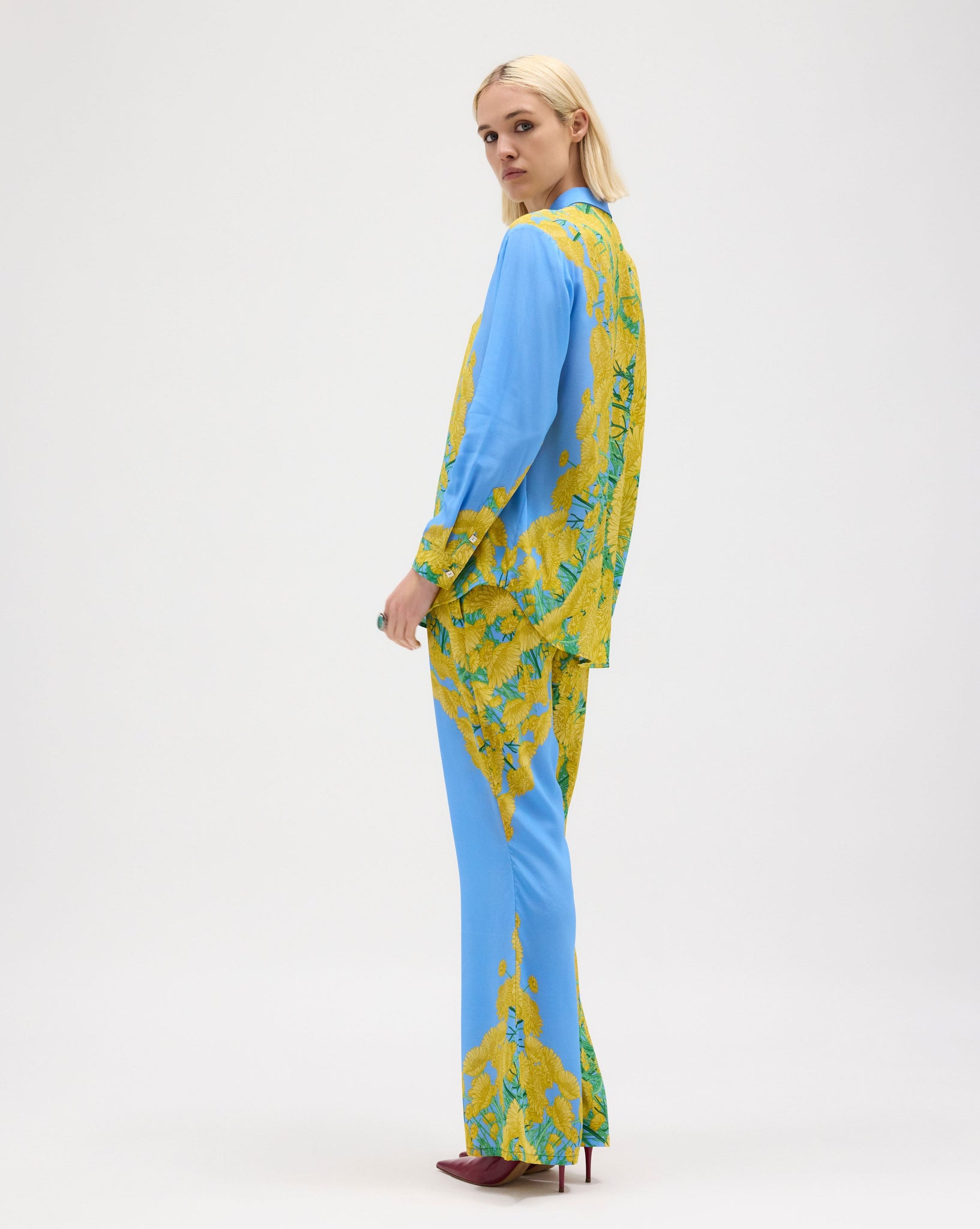 Dandelion Long Sleeve Silk Chiffon Shirt