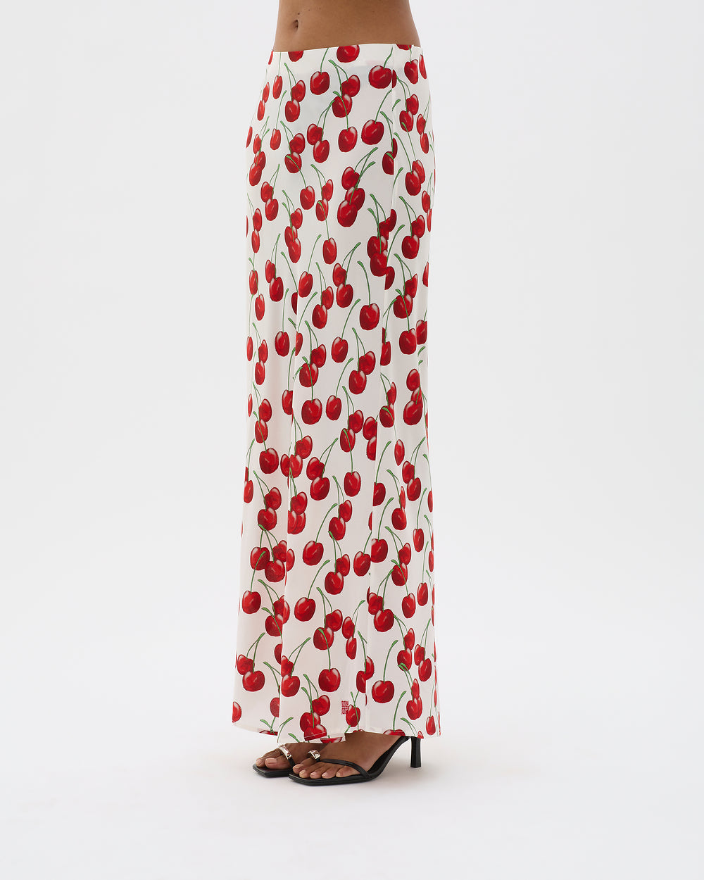 White Cherry Bias Maxi Skirt